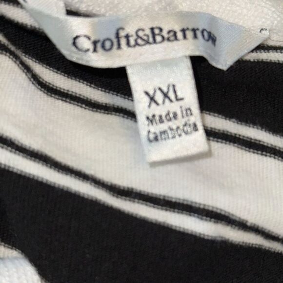Croft & Barrow Black & White Striped Hooded Zip-Up Vest XXL - Picture 2 of 8